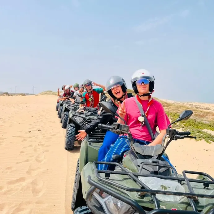 Quad convoy lined up on the dune belt